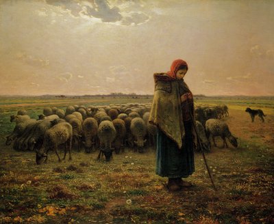 Herderin met haar kudde, 1863 door Jean Francois Millet